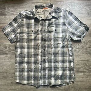 Field & Stream Men’s Short Sleeve Plaid Active Button Down Size L Hiking Summer
